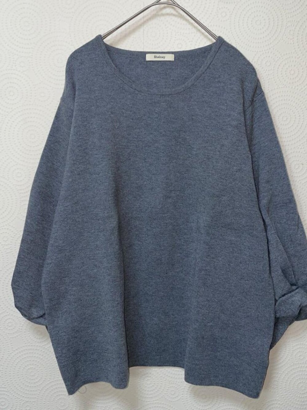 Lilasike 3/4 Sleeve Knit Sweater Gray